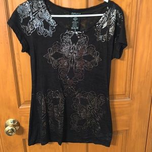 Angels and diamond burn out sequin tshirt